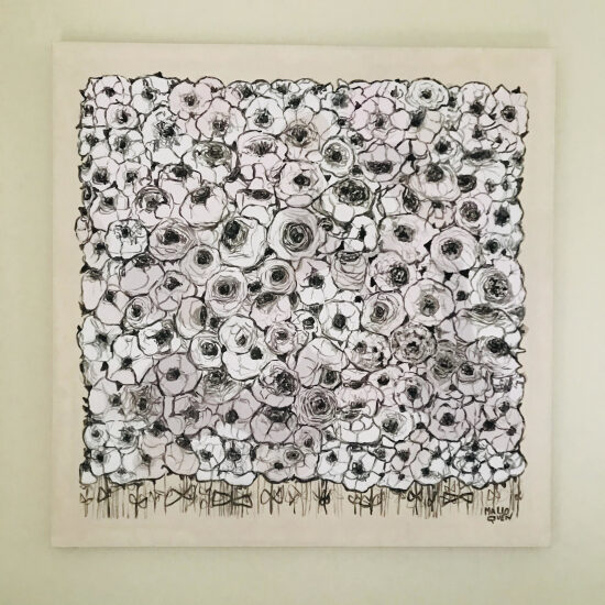 BLUMEN 120X120 cm Acrylique   sur toile  VENDU
