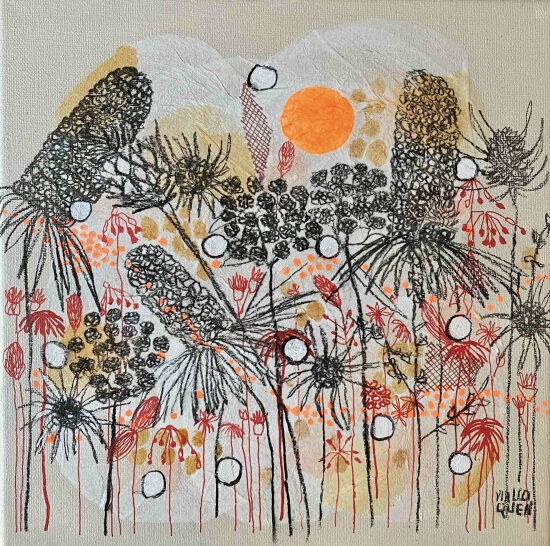 NATURE 30x30 cm Fusain,  posca et acrylique sur toile 2024 -145 €